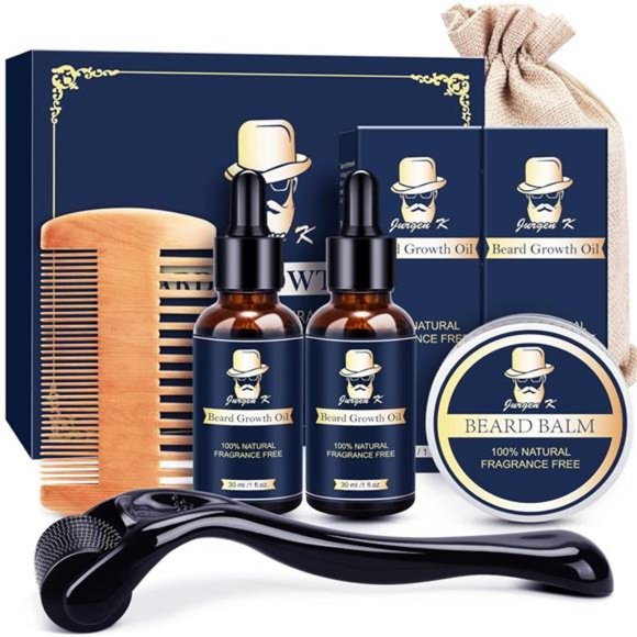 Beard Kit for Men with Beard Growth Oil (2 Pack), Beard Balm, Beard Comb